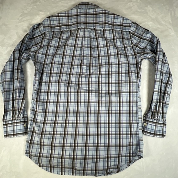 Peter Millar Crown Cotton Men's M Button‎ Up Long Sleeve Blue Check Shirt - Picture 7 of 7